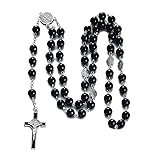 Rnivida Catholic Black Rosary Black Beads Prayer