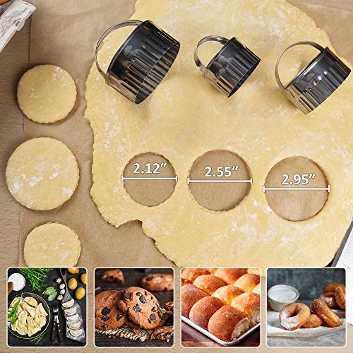 KiTheea Stainless Steel Dough Cutter – Bench Scraper and Pastry Cutter – Dough Scraper - Perfect as a Chooping Knife and Bowl Scraper Tool – Circle Cookie Cutters – Ebook Bonus