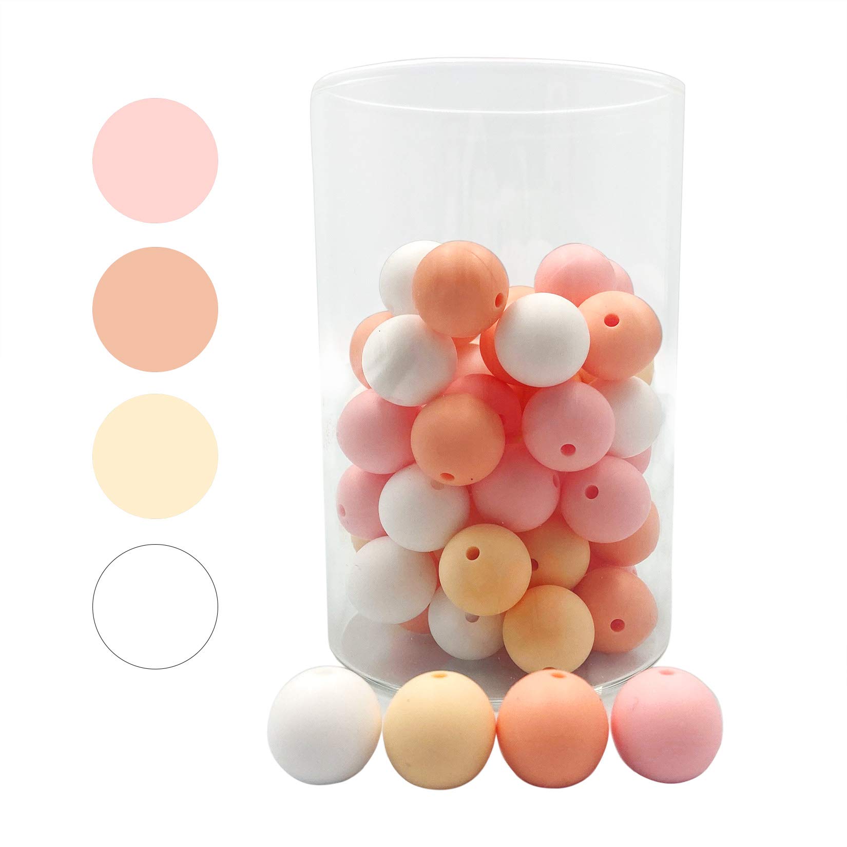 15mm 50pc Silicone Loose Pink Beads for DIY Bracelet Necklace