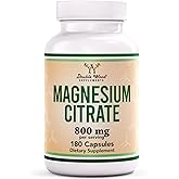 Magnesium Citrate 800mg, 180 Capsules, Digestion & Constipation Support, Vegan Safe, Non-GMO, Double Wood Supplements