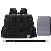SONARIN Stylish Waterproof Diaper Bag Backpack Nappy Changing Bag Travel Mummy Bag with Changing Pad & Single Shoulder Strap(Black)
