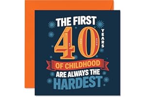 Funny 40th Birthday Card - 40 Years Young and Still Not Grown Up - Bold Playful Typography with a Cheeky Twist - 5.7 Inch Squ