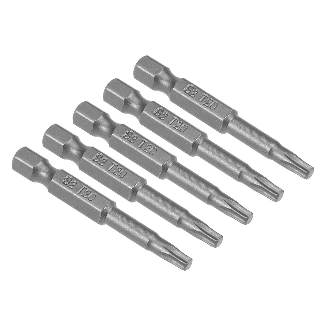 sourcing map 5 Pcs T20 Magnetic Torx Screwdriver Bits, 1/4 Inch Hex Shank 2-inch Length S2 Power Tool