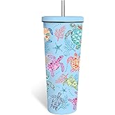 WWHSAI Turtle Tumbler 24oz, Classic Blue Sea Turtles Themed Gifts for Women Girls Turtles Lovers on Birthday Christmas Summer, Travel Stainless Steel Coffee Cup Double Wall Vacuum Insulated Mug