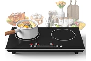 VBGK Double Induction Cooktop, 24 inch 4000W Induction stove top with hot plate,Electric cooktop with LCD Touch Screen 9 Levels Settings with Child Safety Lock & Timer 110V Induction cooktop 2 burner