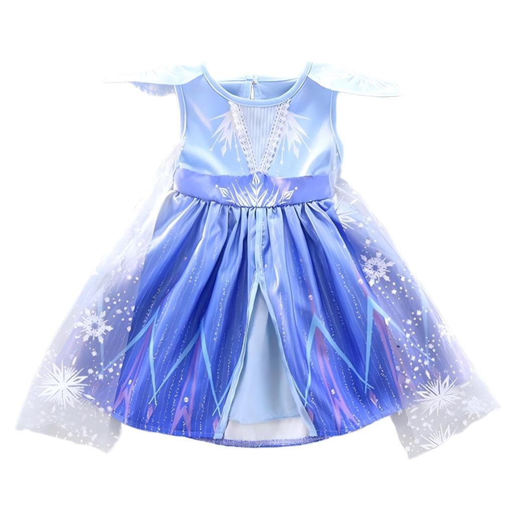 Lito Angels Girls Ice Princess Snow Queen Costume Birthday Party Fancy Dress Up with Snowflake Cape Age 2-3 Years Blue 267