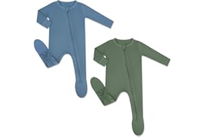 HAPIU Rayon from Bamboo Baby Footed Pajamas, 2 Way Zipper YKK, Footie for Baby Boy Girls, Newborn-24 Months