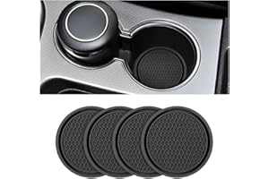 8SANLIONE 4 Pack Car Cup Holder Coaster, 2.75 Inch Diameter Non-Slip Universal Insert Coaster, Durable, Suitable for Most Car Interior, Car Accessory for Women and Men (Black)