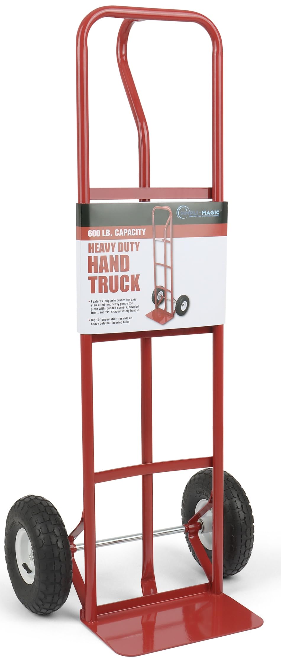 Photo 1 of ***it was missing part - the axel was not in the package***SIMPLI-MAGIC Steel Pneumatic Hand Truck Dolly, 600LBS – Convertible Heavy-Duty Moving Dolly Cart with 10" Wheels – Stable, Smooth Movement, Premium American Red Finish