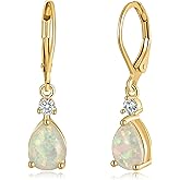 Deerllia Drop Dangle Earrings for Women, Pear Cut Created Opal Teardrop Earrings, Silver Rose Gold Plated Copper Brass Micro Jewelry Gifts Box