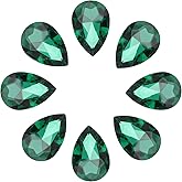 MECCANIXITY 8Pcs 18 x 25mm Teardrop Rhinestones Glass Pointed Back Rhinestone Beads Gems for Jewelry Making Costume Crystal Embellishments Crafts,Blue Green