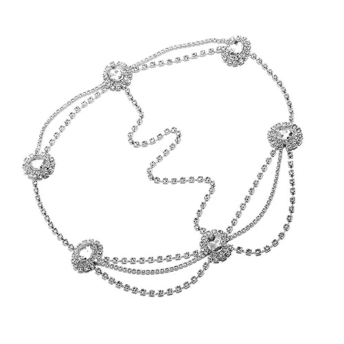 Crystal Bridal Head Chain,Bridal Headband, Wedding Sliver,Head Chain,Layered Hairpiece,Festival Wedding Hair Accessories,Bride Hair Clips for Prom Party