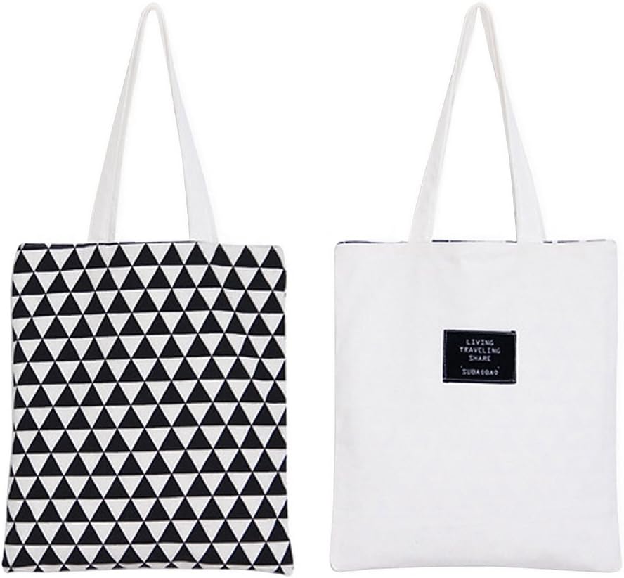 Flowertree Women's Graphic Pattern Handmade Reversible Canvas Tote Bag