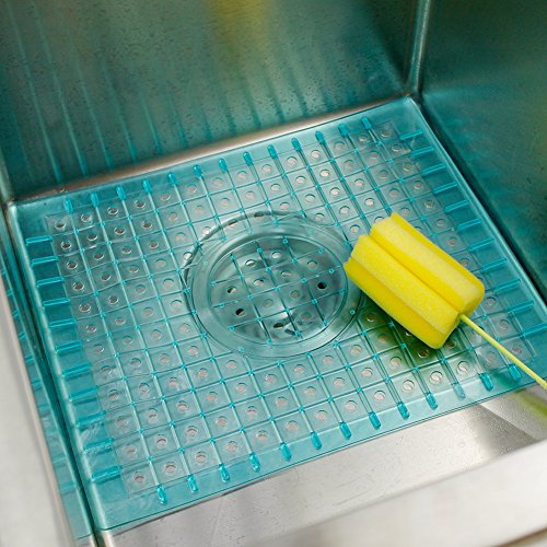 Waroom Home Sink Mat PVC Eco-friendly Kitchen Sink Protector Mat Pad, 12'' X 9.6'', Regular Turquoise