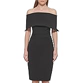 Vince Camuto Womens Sleeveless Off Shoulder Cocktail Midi Dress