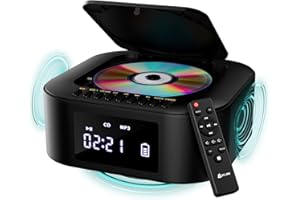 KLIM Boombox E1 – Portable CD Player with Subwoofer – Extra Bass, Bluetooth, FM Radio, USB, AUX, MP3 – Rechargeable Battery, 