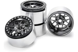 BENEDICT HARRY 4PCS 2.2" RC Aluminum Beadlock Wheels w/Hubs For 1/10 RC Axial Wraith RR10 YETI SCX10 D90 TRX4 CC01 (Titanium)