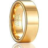 SOXEMAN Classic Flat Band - 8mm Wide High-Polish Tungsten Wedding Ring for Men & Women
