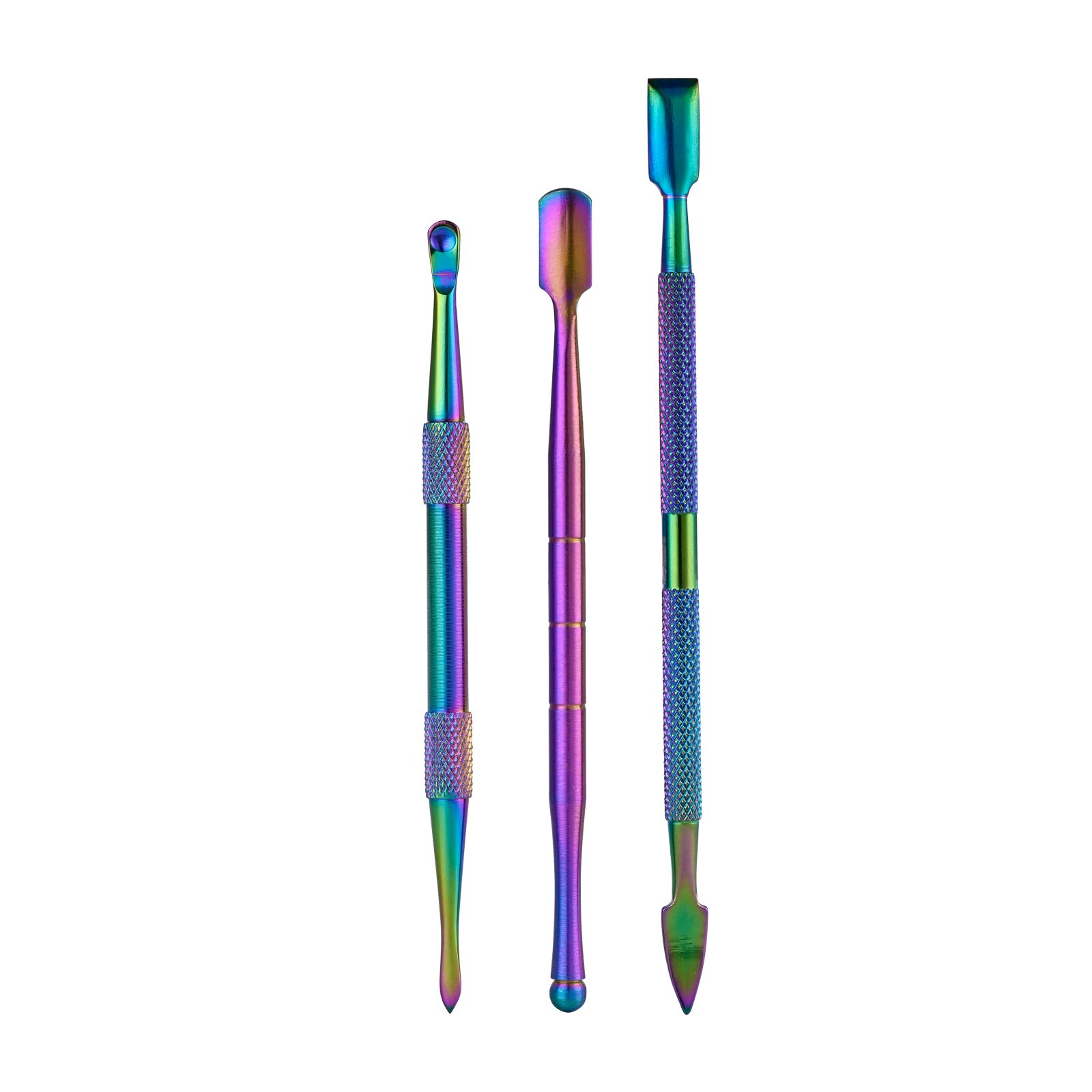6-Pieces Wax Carving Tool Set Rainbow Stainless Steel Collecting Accessories with 5ml Silicone Containers Jar