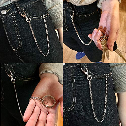 newtro Wallet Chain Stainless, Wallet Purse Chain Key Chain with Chain for Biker Trucker Motorcycle Pants Jean, Silver 16" for Men Women ST01 - Thumbnail 4