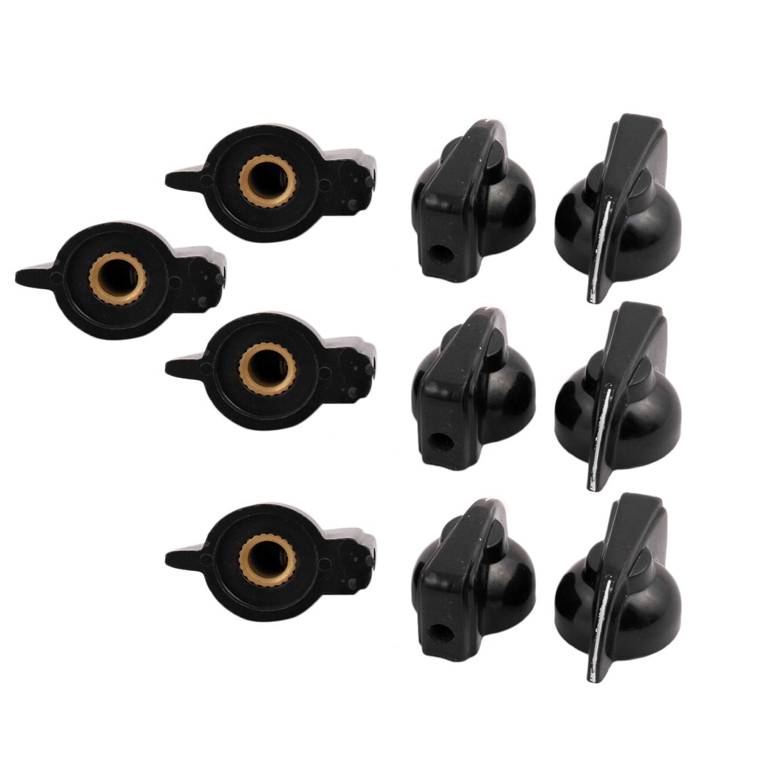 sourcingmap 10Pcs 6mm Dia Black Plastic Rotary Switch Potentiometer Knobs Caps
