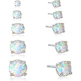 Stunning Rose Gold Plated Opal Studs, 18K Rose Gold Plated Opal Stud Earrings 6MM Round For Women