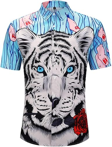 white tiger print shirt