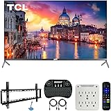 TCL 55R625 55-inch 6-Series 4K QLED UHD HDR Roku Smart TV (2019 Model) Bundle with 37-70-inch Low Profile Wall Mount Kit, Deco Gear Wireless Keyboard and 6-Outlet Surge Adapter with Night Light
