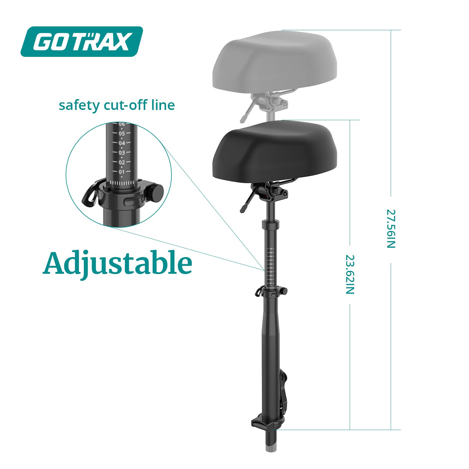 Gotrax Foldable Scooter Saddle Seat, Only for APEX MAX, Fusion E-Scooter, Adjustable, Comfortable with Shock Absorption, Supports up to 264lbs