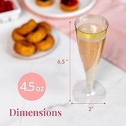 Prestee 48 Disposable Plastic Champagne Flutes with