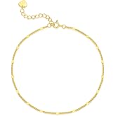 AOZELAN 14K Gold Anklets for Women Gold Ankle Bracelets for Women | Cuban Chain with Spaced Tiny Disc Ankle Bracelets for Women Waterproof Women's Anklets 11(9+2) Inches