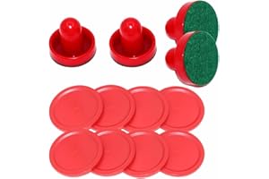 LinamHoz Air Hockey Pushers & Pucks Set, 4 Pack Lightweight Air Hockey Pucks and Paddles Replacement (4 Striker, 8 Puck Pack)