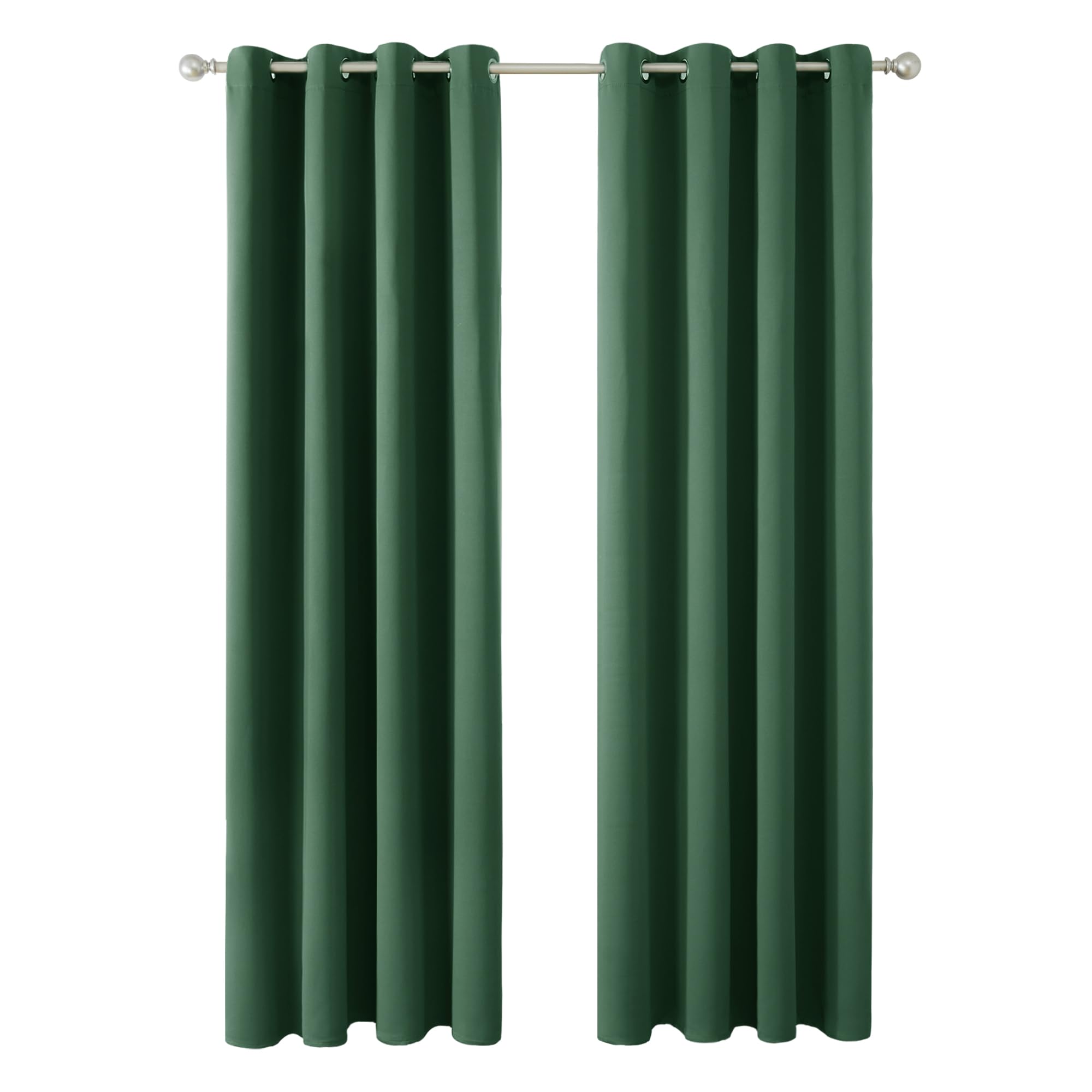 Deconovo Christmas Decorations Solid Curtains Window Treatments Thermal Insulated Eyelet Blackout Curtains for Living Room Dark Green 42 x 90 Inch 2 Panels