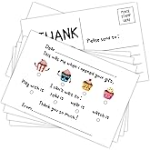 Zgogy Thank You Postcards for Kids, 4x6 No Envelope Needed Double Sided Design Post Cards, 25 PCS Fun Kids Thank You Cards Fill in the Blank Birthday Postcards for Birthday Party -04