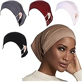 Cntqiang 4 Pieces Muslim Hijab Undercap with Ear Hole Underscarf Inner Cap Jersey Hijabs Tube Bonnet Caps Turban