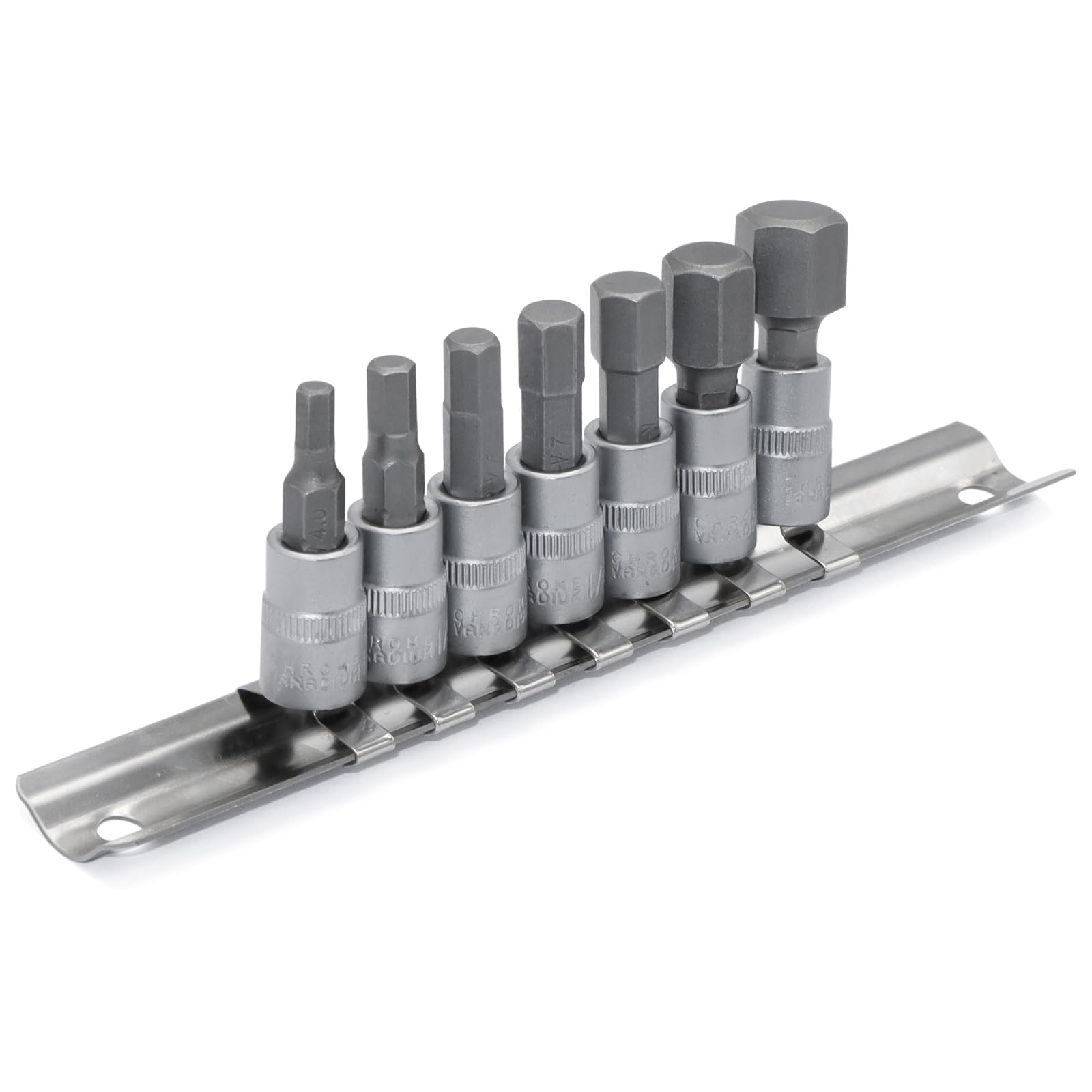 DAKCOS Hex Bit Socket Set 1/4" Drive 7 Pieces Allen Key Socket Set Metric 4mm - 12mm S2 Alloy Steel Bit and CR-V Drive Socket — image 1