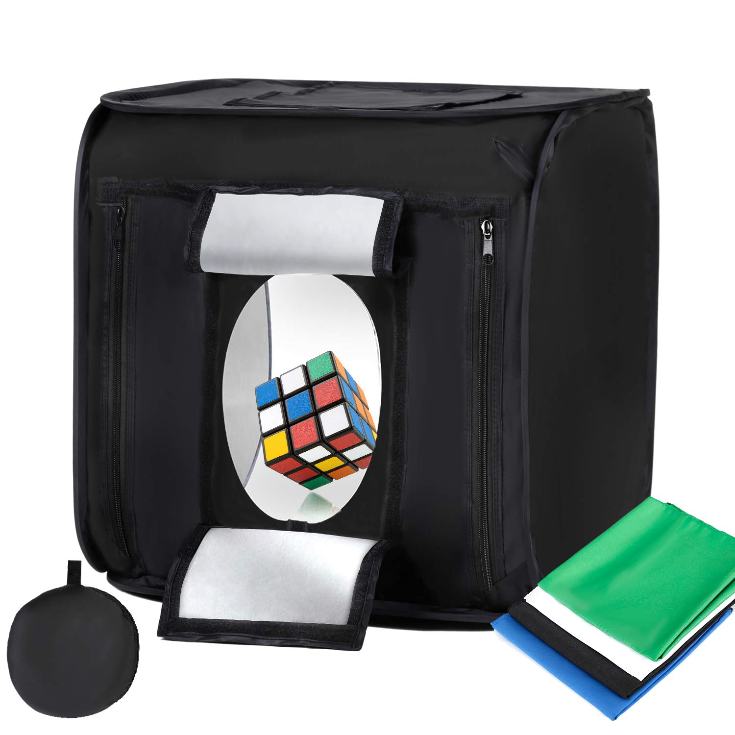 Portable Photo Studio Light Box 24"x24"x24" Konseen Dimmable Shooting Tent Kit with 192 LED Lights and 4 Backdrops, UK Plug