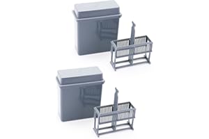 QWORK Microscope Slides Staining Jar and Rack, 2 Pcs 24-Slots, Grey
