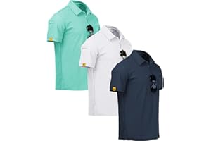 ZITY 3 Pack Mens Polo Shirt Short Sleeve Sports Performance Business Casual Golf Shirts for Men Collared Tactical T-Shirts