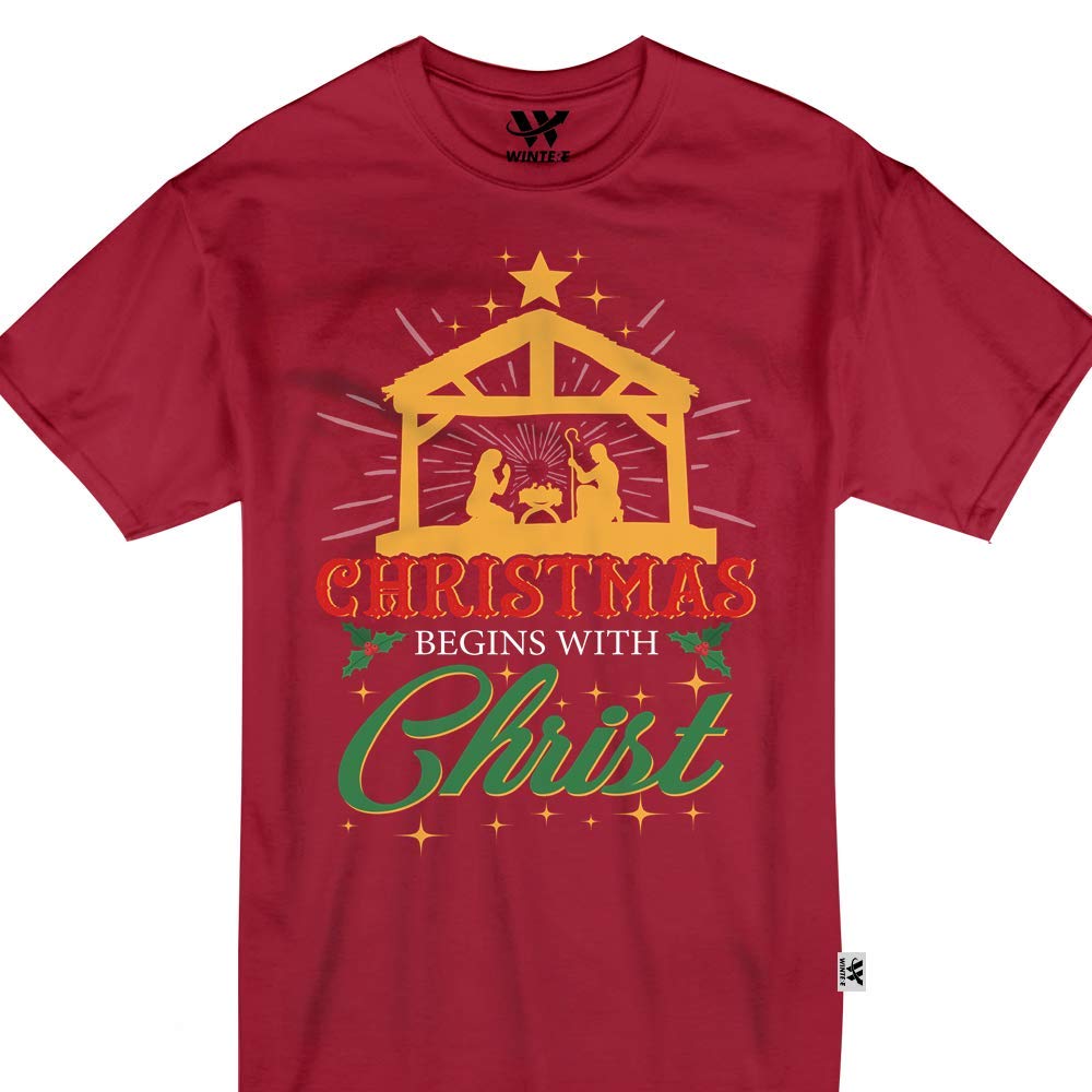 Christmas Begins With Christ Christian Holiday Jesus Tshirt Stellanovelty