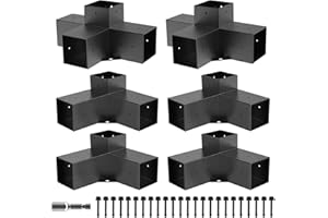 LITLANDSTAR Pergola Kit, Pergola Brackets 4 PC 3-Way & 2 PC 4-Way Right Angle Corner Bracket Woodworks DIY Pergola Hardware Kit Elevated Wood Stand Kit 6 Pack with Screws for Gazebo 4”x4” Lumber