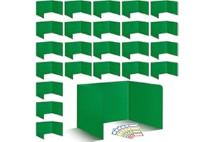 ZSMKJIAYE 24 Pcs Desk Dividers for Students 14 × 17.5 × 14 Inch Plastic Waterproof Privacy Folders Shields Test Dividers with Green Classroom Privacy Boards for School Study Teacher Supplies(Green)