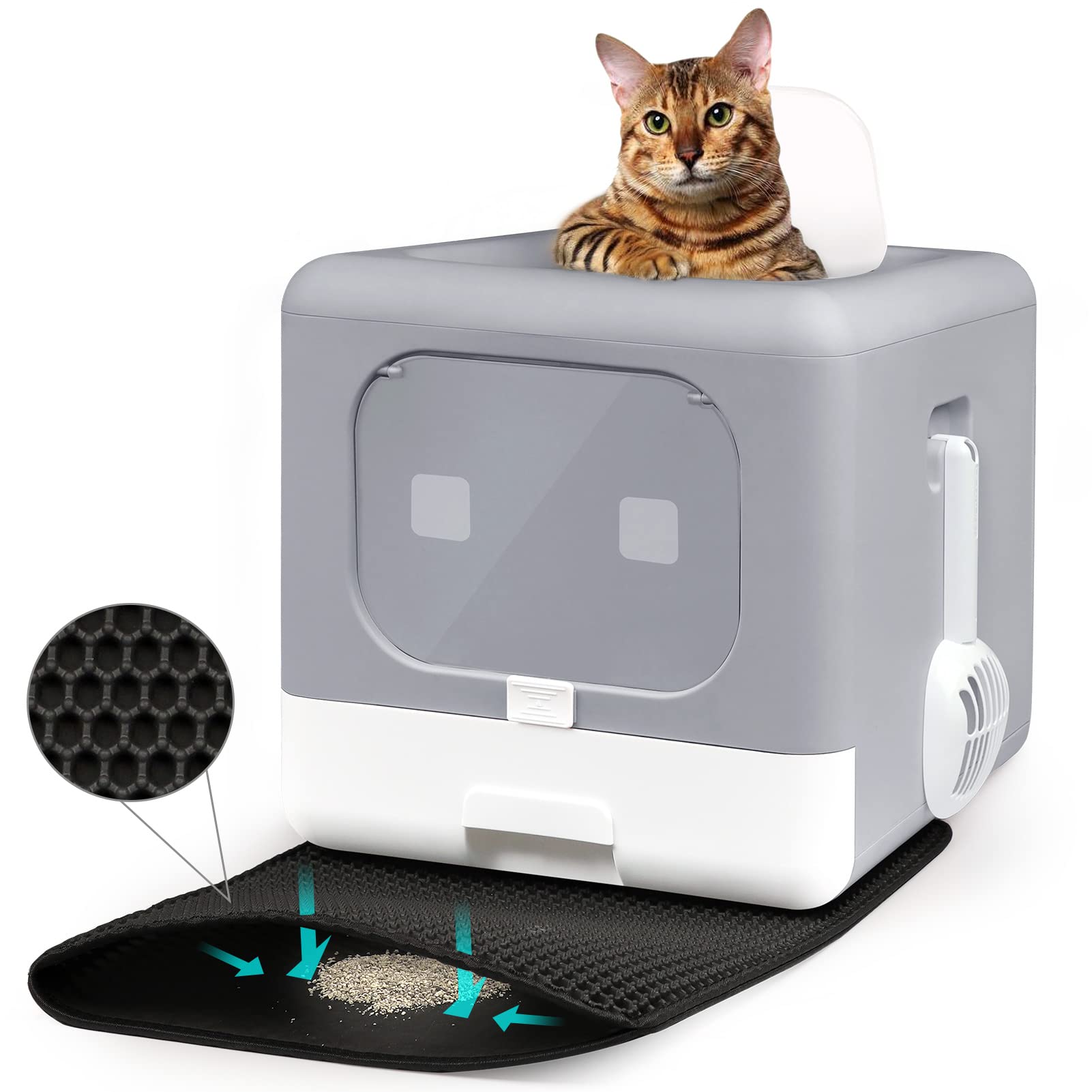 MARSDOCK Cat Litter Box, Fully Enclosed, Odor