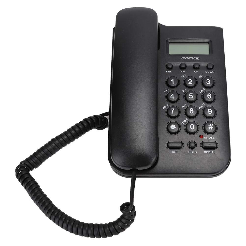 Landline Phone, KX-T076 Caller ID Display Corded Telephone Support FSK/DTMF Dual System for Home/Office, Clear Sound(Black)