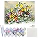 Katosca DIY Oil Paint by Number Kits Mixed Flower Drawing on Canvas Art Craft Wall Decor for Adults 16x20inch