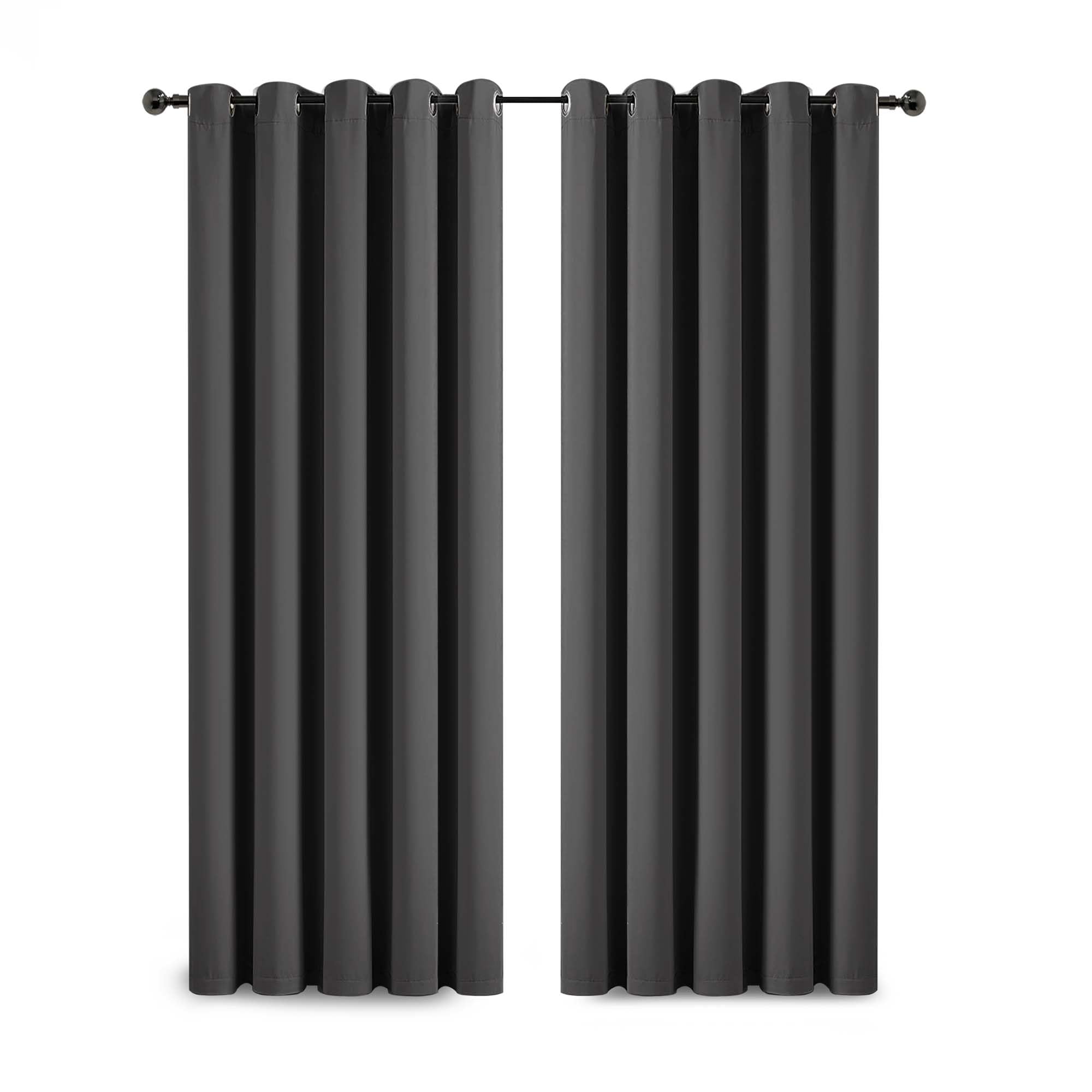 Yorkshire Bedding Eyelet Blackout Curtains for Bedroom 66x54 Inch Window Treatment Thermal Insulated Readymade Door Grey Curtains Darkening Panels + 2 Tiebacks — image 1