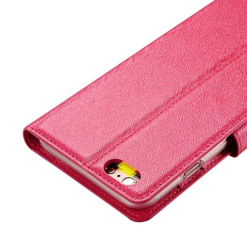 Hot Pink Wallet Case for iPhone 8,Bookstyle PU Leather Flip Cover for iPhone 7,Herzzer Noble Luxury Premium Magnetic Holster Card Holder Folding Stand Leather Protective Case with Soft Inner TPU - Thumbnail 4