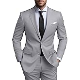 Men's 2 Piece Slim Fit Suit Set Two Button Blazer Jacket Vest Pants Tuxedo Set for Wedding and Business