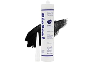 ZERED Black BioSeal 100% Silicone Sealant Caulk General Purpose, Waterproof and No Odor 10.1 Ounce Cartridge -Black (1)