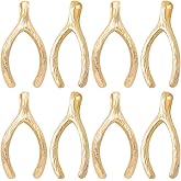 Beebeecraft 1 Box 20Pcs Wish Bone Lucky Charms 18K Gold Plated Brass Wishbone Charms for Jewelry Making Necklace Bracelets Ea